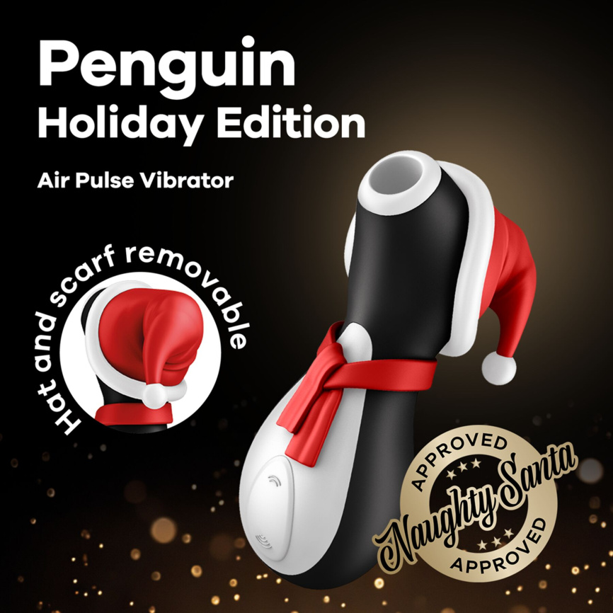 Вакуумний кліторальний стимулятор Satisfyer Penguin Holiday Edition, у шапочці та шарфі фото 7
