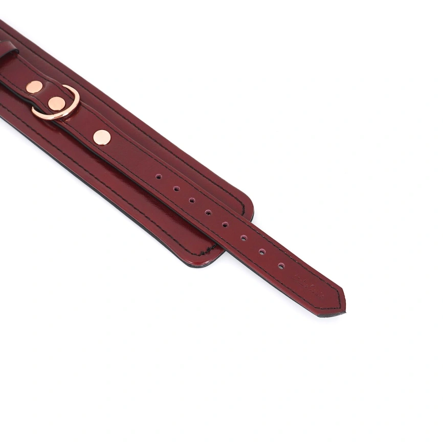 Кожаные наручники Liebe Seele Wine Red Wrist Cuffs, съемная цепочка-крепление фото 8