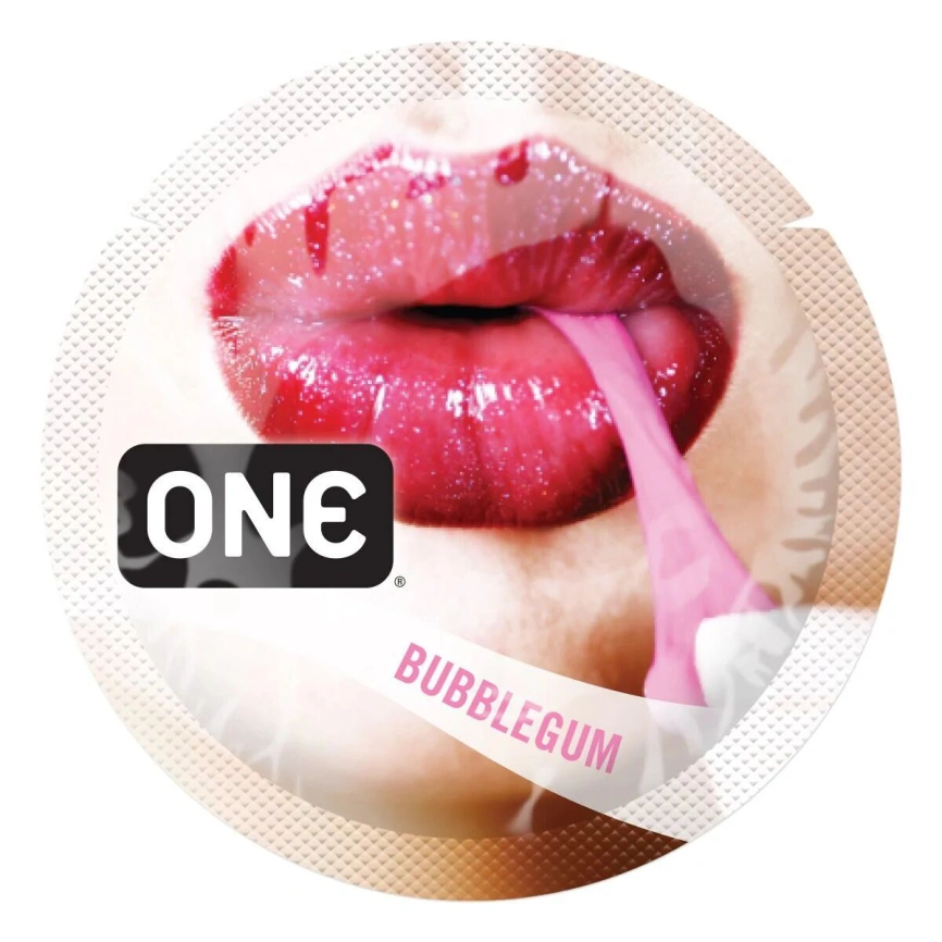 Ароматизированный презерватив ONE FlavorWaves Bubblegum, 1 шт, фиолетовый, запах жевательной резинки фото 1