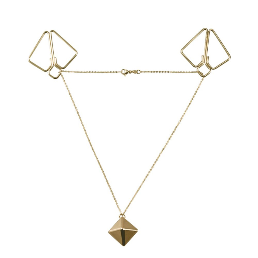 SX0844 Затискачі для сосків з важкою підвіскою LOCKINK Nipple Clamps with Heavy Pendant, золотисті фото 1