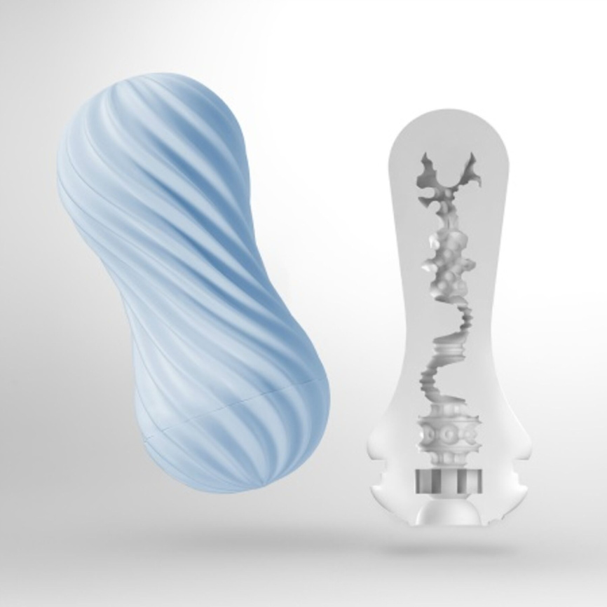 Мастурбатор Tenga FLEX Bubbly Blue зі змінною інтенсивністю, можна скручувати, вакуум фото 2