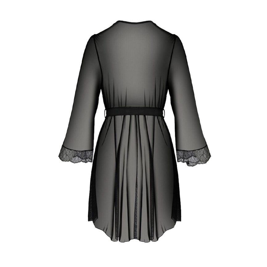 Пеньюар Passion AMBERLY PEIGNOIR 6XL/7XL, black, ажурні декольте та манжети, широкі рукави фото 8