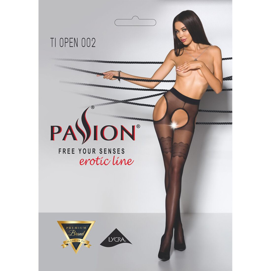 Еротичні колготки Passion TIOPEN 002 3/4 (20 den), black, імітація панчох і пояса фото 5