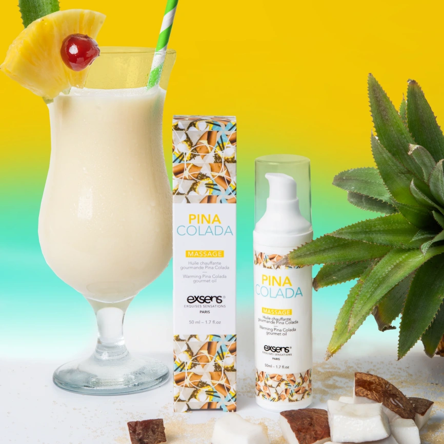Массажное масло EXSENS Pina Colada 50мл разогревающее, без сахара, без парабенов, съедобное фото 5