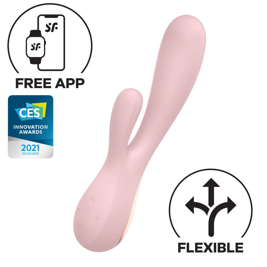 Смарт вибратор-кролик Satisfyer Mono Flex Mauve, 2 мотора, управление через интернет фото 3