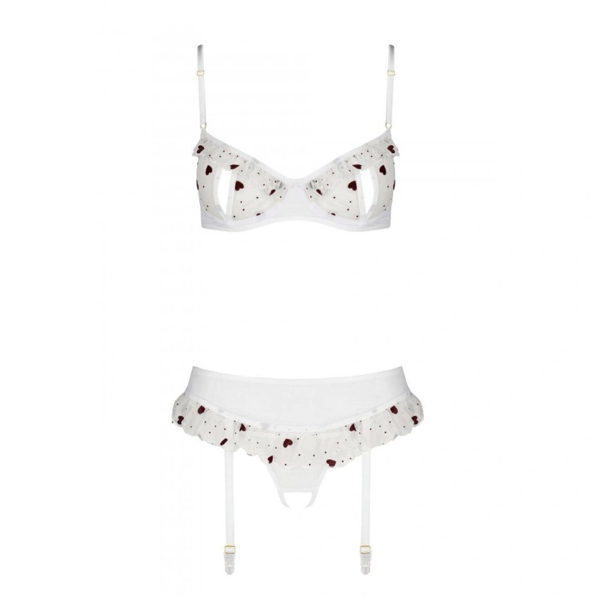Сексуальный комплект с поясом для чулок Passion LOVELIA SET XXL/XXXL, white фото 12