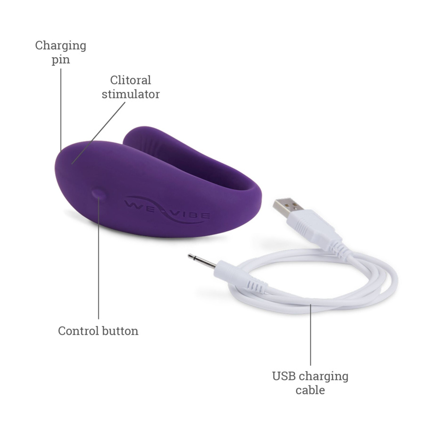 Недорогий вібратор для пар We-Vibe Unite Purple, однокнопковий пульт ДК фото 4