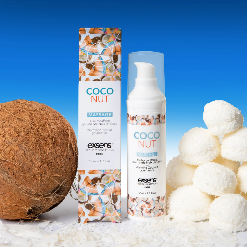 Масажна олія EXSENS Coconut 50 мл розігрівальна, без цукру, без парабенів, їстівна фото 6