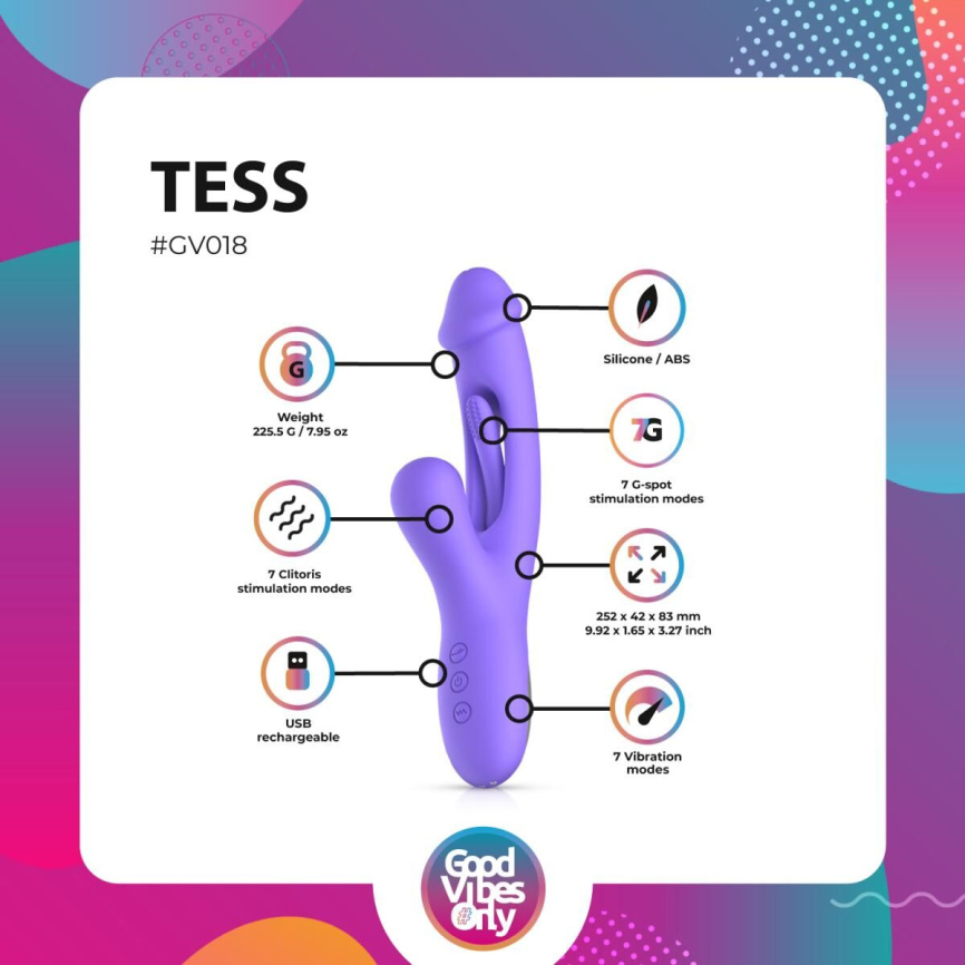 Вібратор-кролик Good Vibes Only - Tess Rabbit Vibrator with G-Spot Stimulator фото 11
