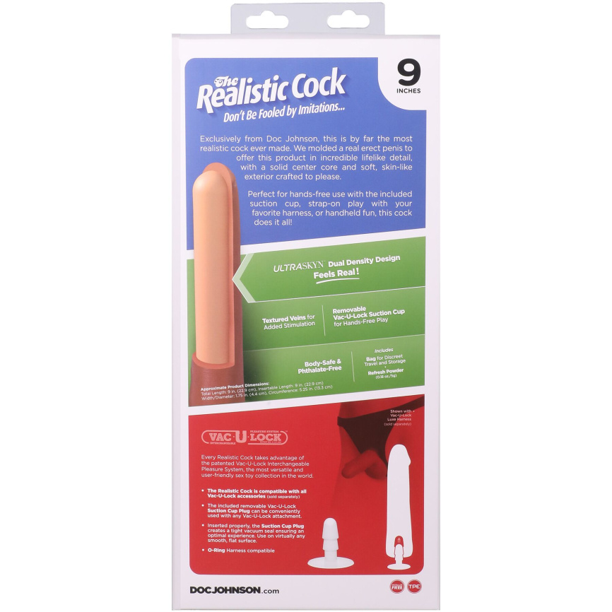 Фалоімітатор Doc Johnson The Realistic Cock ULTRASKYN - 9 Inch with Balls Vanilla фото 11