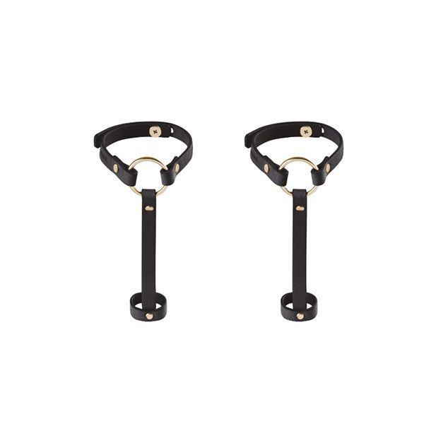 Пара браслетів на зап'ясті і палець Bijoux Indiscrets MAZE Hand Bracelet Harness Black, екошкіра фото 2