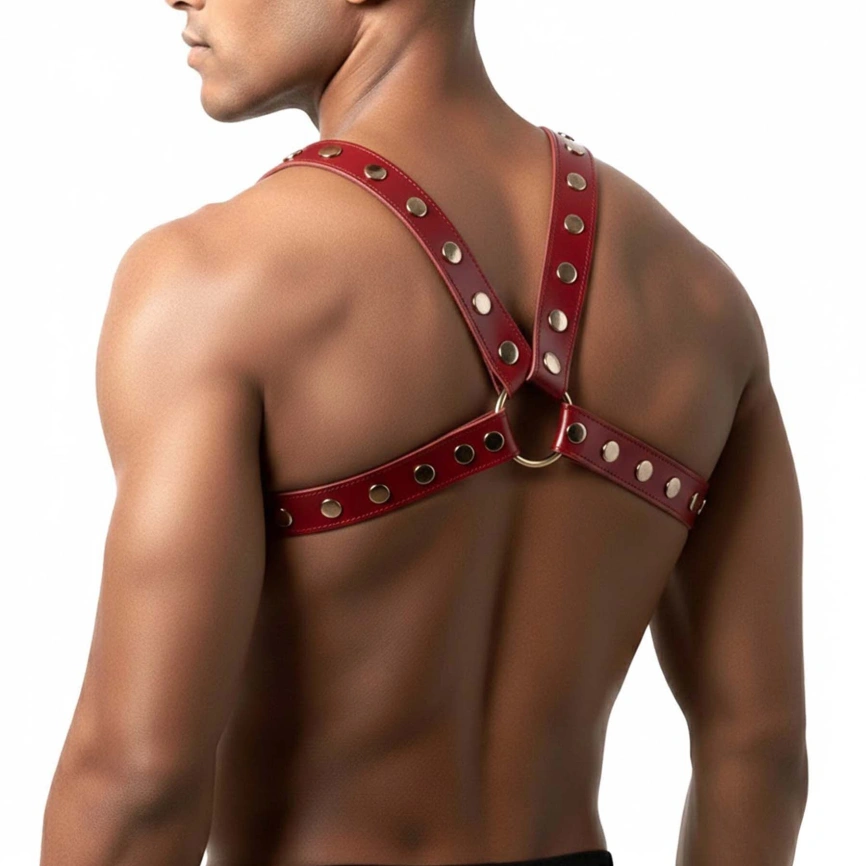 Мужская портупея Art of Sex - Spartacus, экокожа, цвет красный, размер L-2XL фото 2