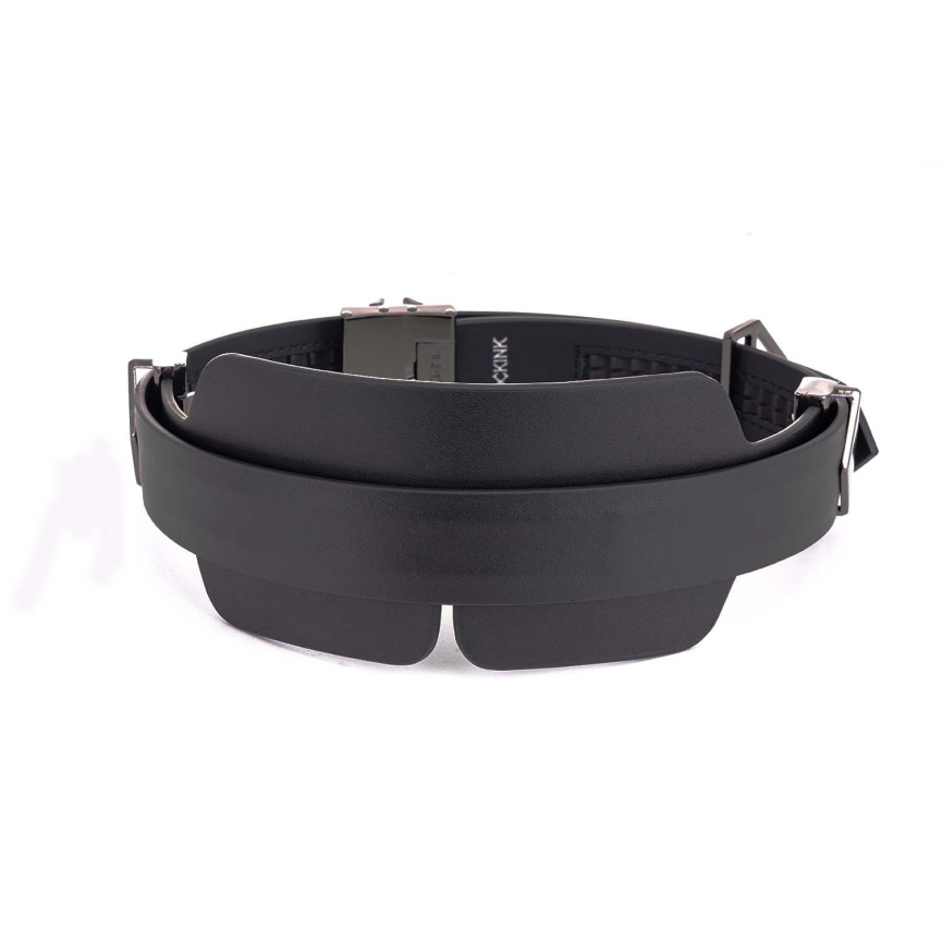 Маска на очі LOCKINK Blindfold Kit, чорна, натуральна шкіра, регульований обсяг фото 1