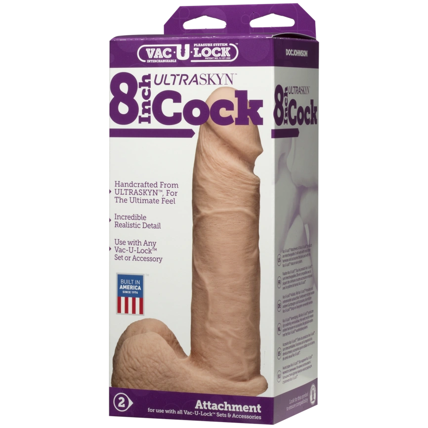 Фаллоимитатор Doc Johnson Vac-U-Lock - 8 Inch ULTRASKYN Cock White, диаметр 5,1см фото 4