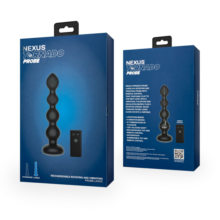 Анальний віброротатор Nexus Tornado Probe Edition Large, діаметр 4,5 см, вібрація + ротація, пульт ДУ фото 7