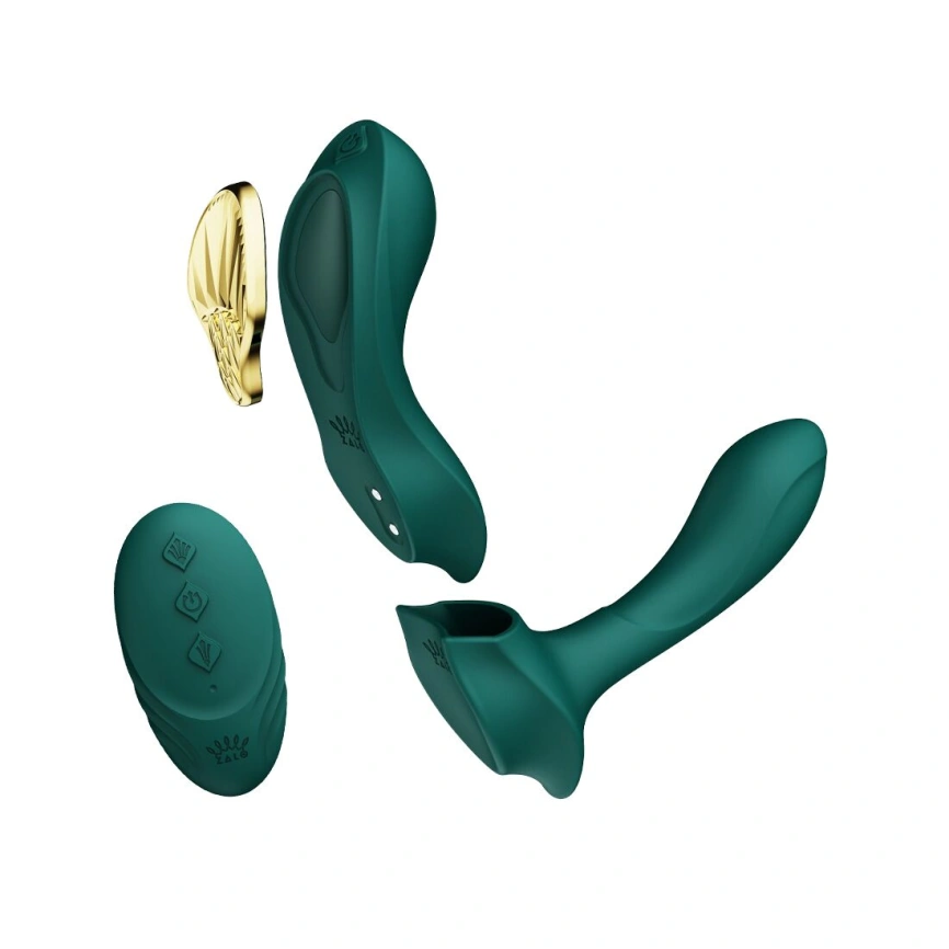 Смарт-вибратор в трусики Zalo - AYA Turquoise Green, насадка и пульт ДУ фото 10