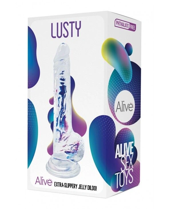 Прозрачный фаллоимитатор Alive Jelly Dildo Lusty, ТПЕ, присоска, диаметр 3,2см, длина 18см фото 2