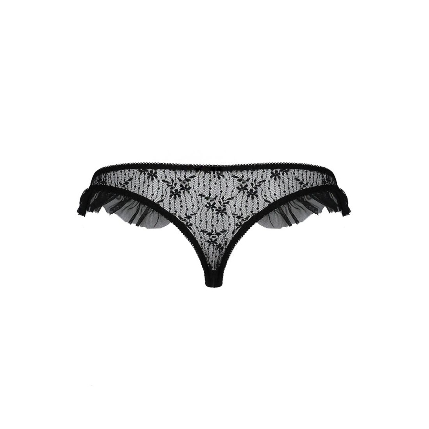 Трусики з оборками Passion Exclusive DONIA THONG L/XL, black фото 6