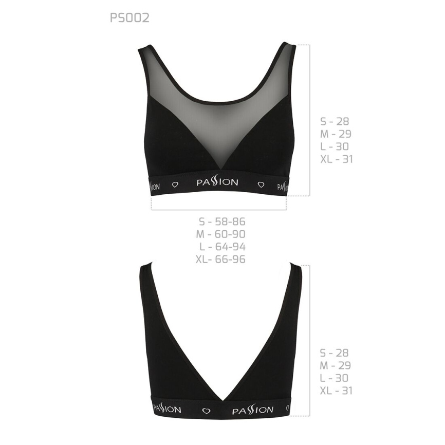 Топ з прозорою вставкою Passion PS002 TOP XL, black фото 6