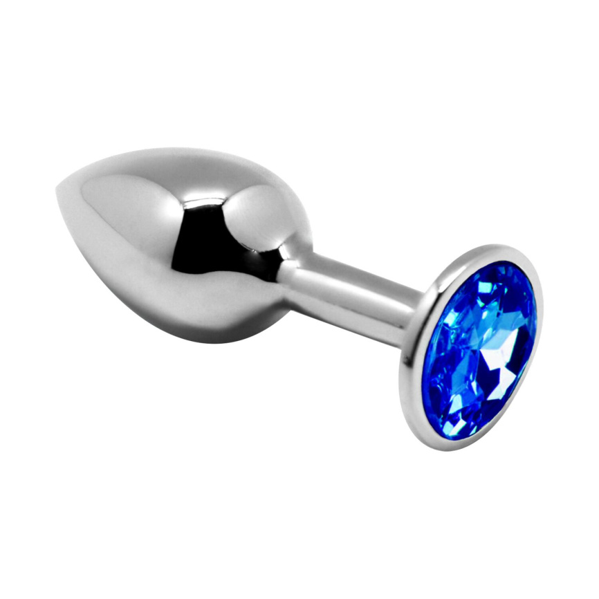 Металева анальна пробка з кристалом Alive Mini Metal Butt Plug Blue L фото 1