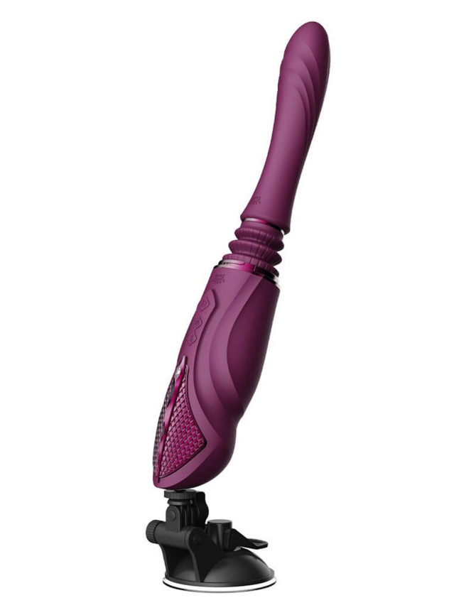 Компактна смарт секс-машина Zalo – Sesh Velvet Purple, 2 насадки, пульт ДК, кристал Swarovski фото 5