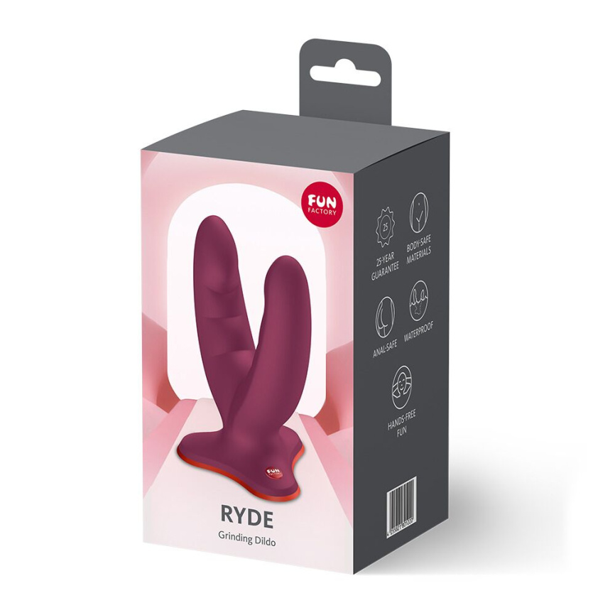 Подвійний фалоімітатор Fun Factory RYDE Wine Red, гнучкі стовбури, присоска фото 7