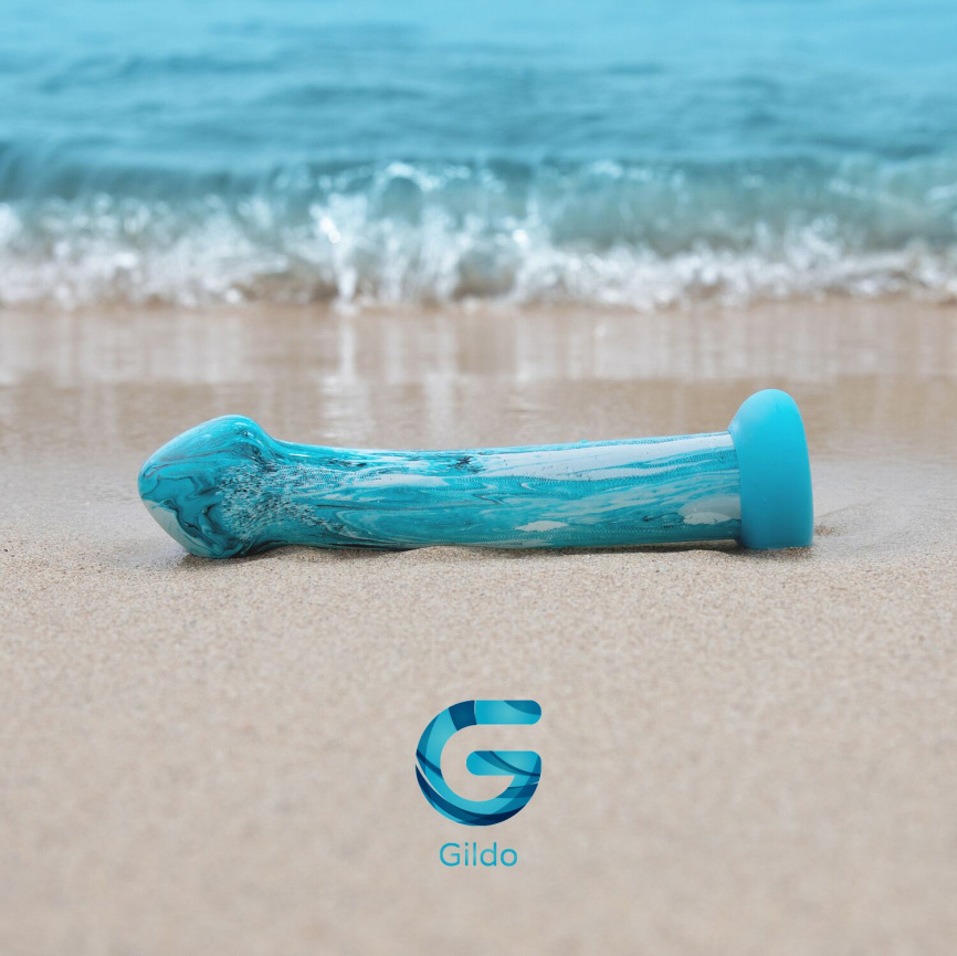Скляний дилдо Gildo Ocean Ripple, об’ємна головка, ідеально для точки G фото 8