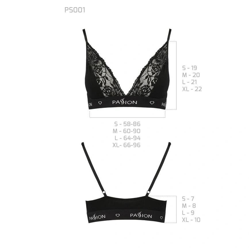 Эластичный топ с кружевом Passion PS001 TOP M, black фото 13