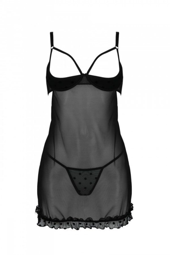 Еротичний пеньюар Passion MARINA CHEMISE, S/M, black фото 3