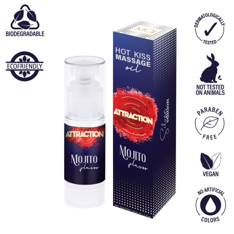 Розпродаж!!! Їстівна масажна олія MAI Attraction Mojito Hot Kiss 50 мл (термін 09.2026) фото 3