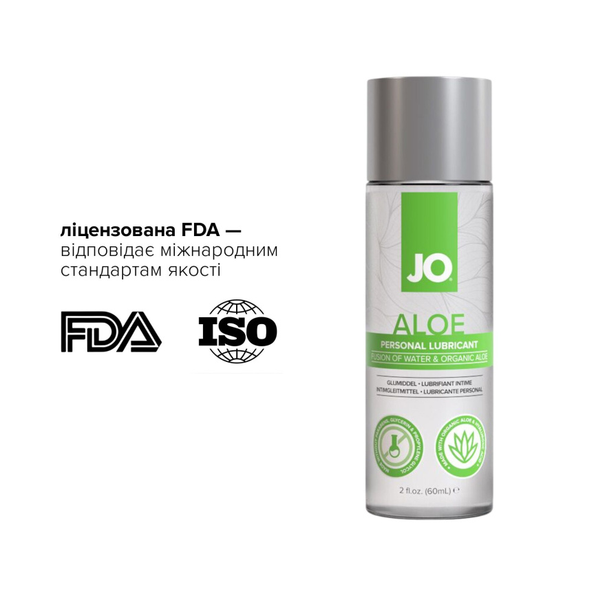 Змазка на водній основі JO H2O Organic Aloe (60 мл), зволожувальний та заспокійливий ефект фото 6