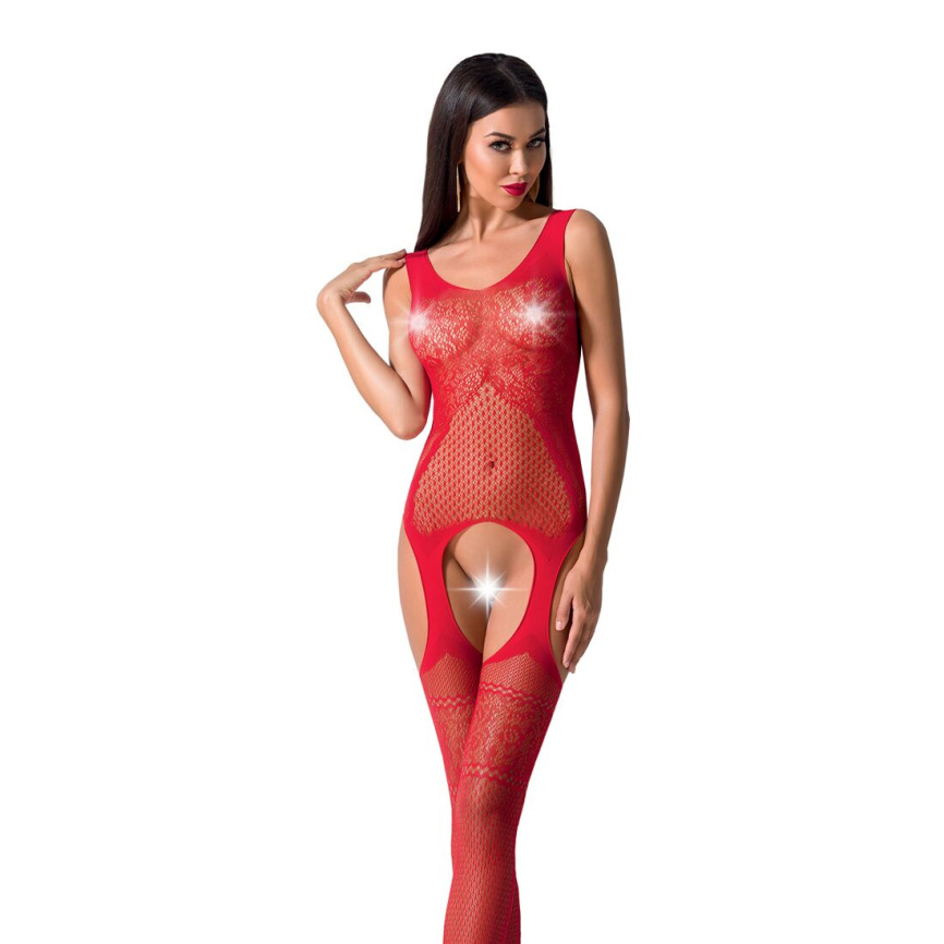 Бодістокінг Passion BS061 red, комбінезон, імітація панчіх фото 1
