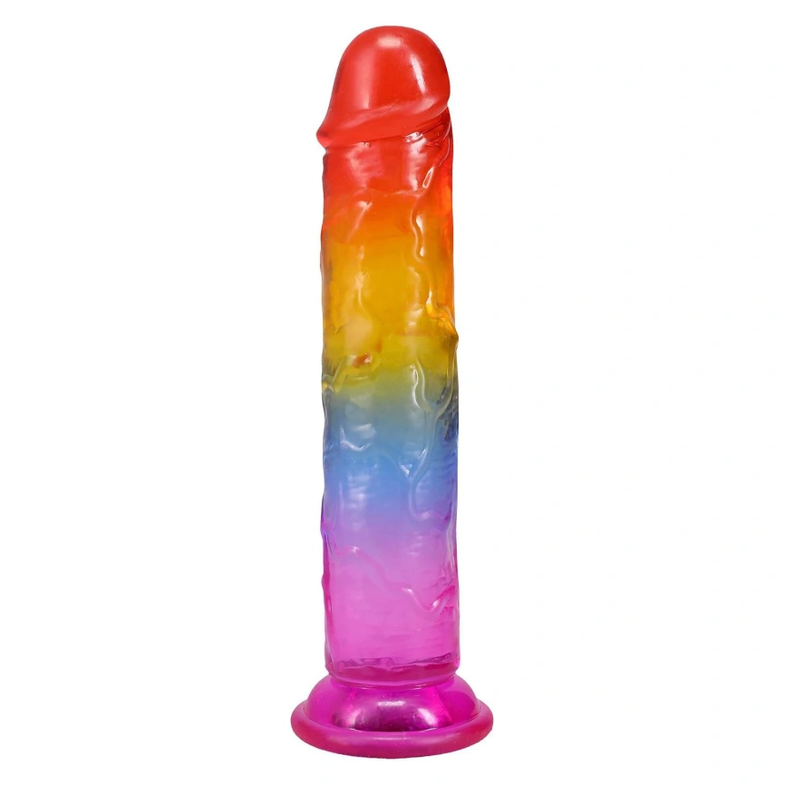 Дилдо Doc Johnson Crystal Jellies - 7 Inch Сlassic Dong - Rainbow фото 2