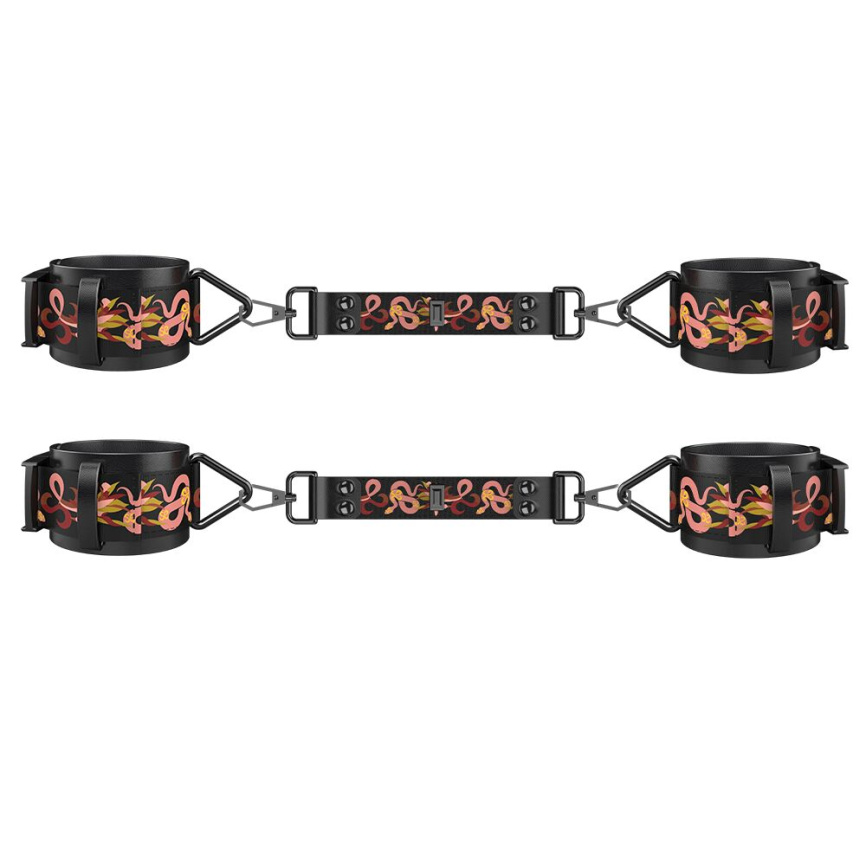 БДСМ-набір LOCKINK The Flowering Serpent Bondage Set, чорний, з малюнком у вигляді змій, 7 предметів фото 2