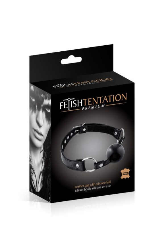 Кляп Fetish Tentation Premium Leather gag with silicone ball Black фото 2