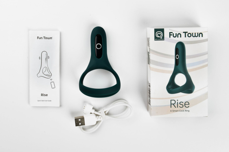 Подвійне ерекційне кільце Fun Town Rise Turquoise, керування зі смартфона фото 4