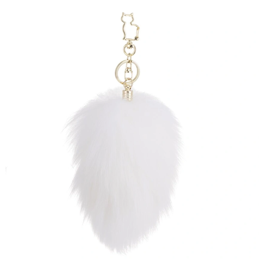 Металлическая анальная пробка — кроличий хвост LOCKINK SEVANDA White Bunny-Tail Anal Pear-shape Plug фото 5