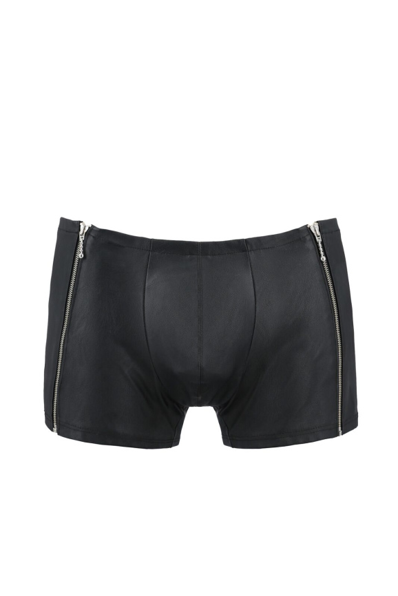 Чоловічі шкіряні боксери з блискавками Passion 049 SHORT MATT XXL/XXXL Black фото 3