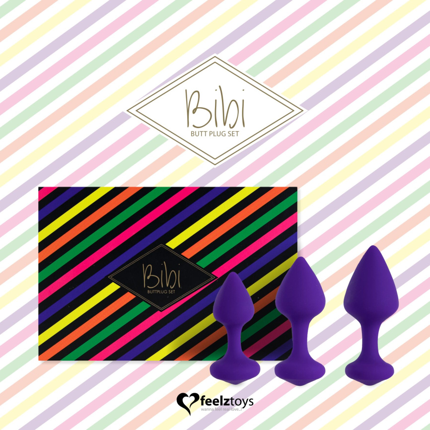 Набір силіконових анальних пробок FeelzToys - Bibi Butt Plug Set 3 pcs Purple фото 4