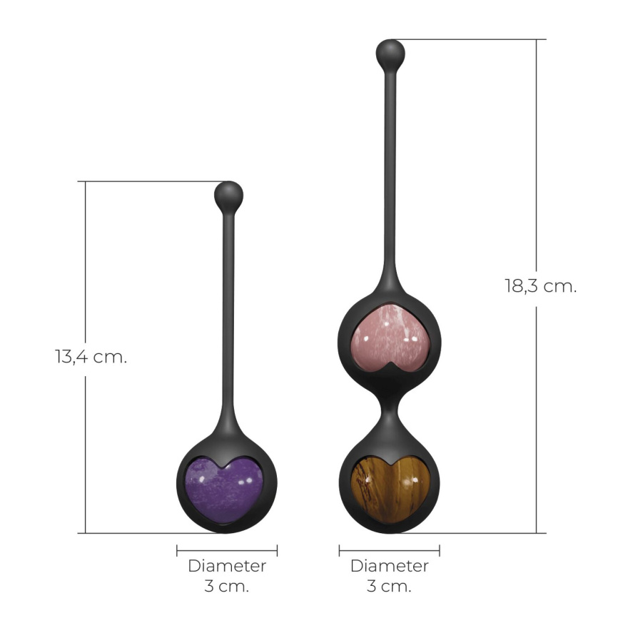 Вагінальні кульки Adrien Lastic Harmony Stones, напівдорогоцінне каміння, діаметр 3 см, 2 тримачі фото 2