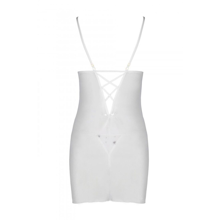 Сорочка з вирізами на грудях, стрінги Passion LOVELIA CHEMISE S/M, white фото 6