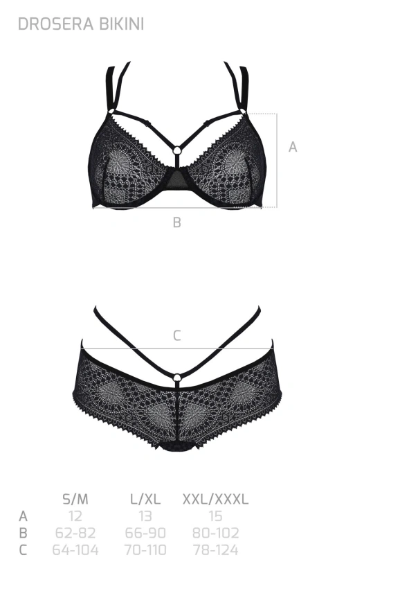 Комплект Passion DROSERA BIKINI black, L/XL, бюстгальтер и трусики-кюлоты фото 5