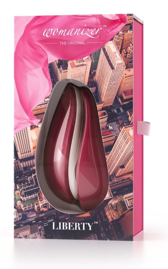 Вакуумний кліторальний стимулятор Womanizer Liberty Red, магнітна кришка, 2 насадки фото 6