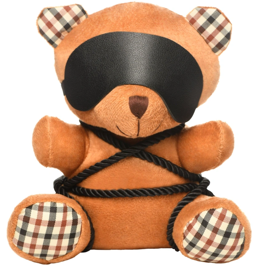 Плюшевый медвежонок ROPE Teddy Bear БДСМ в кожаной маске и обвязке, 22x16x12 см фото 1