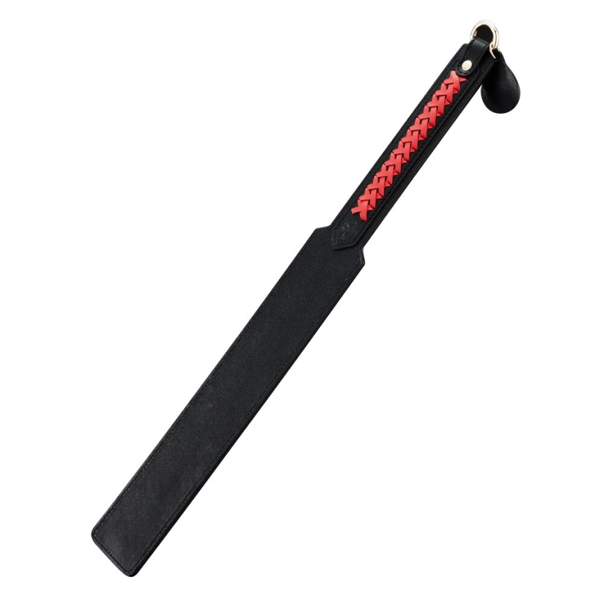 Паддл LOCKINK SEVANDA Braided-handle Spanking Paddle, черно-красный, гладкий, с плетением на ручке фото 5