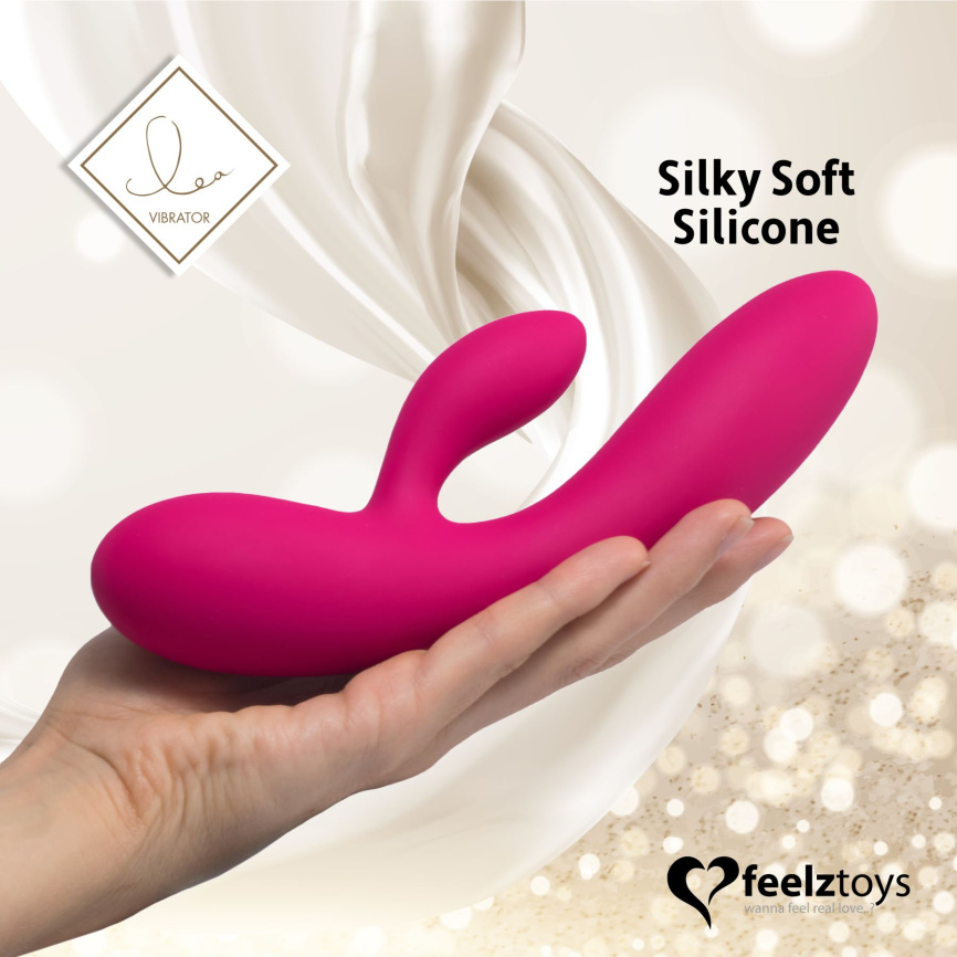 Гнучкий вібратор кролик з двома моторами FeelzToys Lea Rabbit Vibrator Rubine Red фото 4