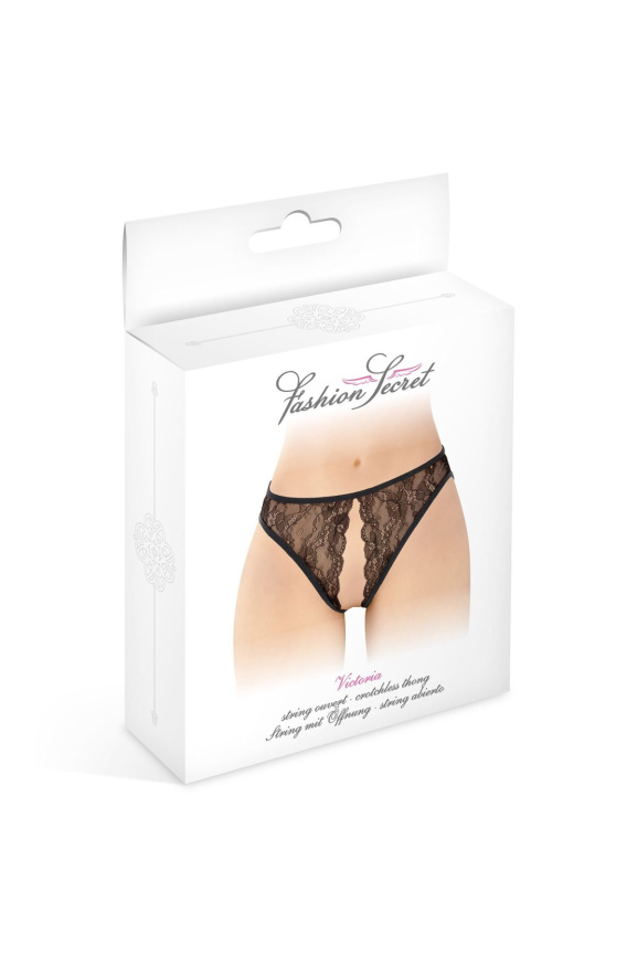Трусики з відкритим доступом Fashion Secret Victoria Black, мереживо фото 3