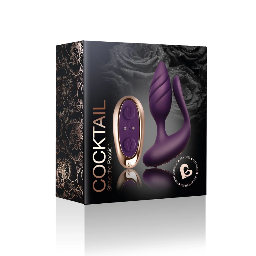 Анально-вагинальный вибратор для пар Rocks Off Cocktail Purple, пульт ДУ фото 6