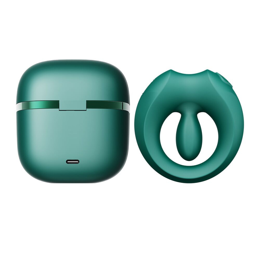 Ерекційне смарт-віброкільце Zalo Apis Turquoise Green, до 4 годин роботи, зарядний кейс фото 8