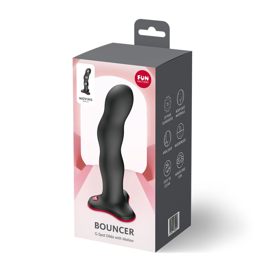Фалоімітатор Fun Factory BOUNCER Black, кульки всередині, ефект вібрації, діаметр 3,9 см фото 7